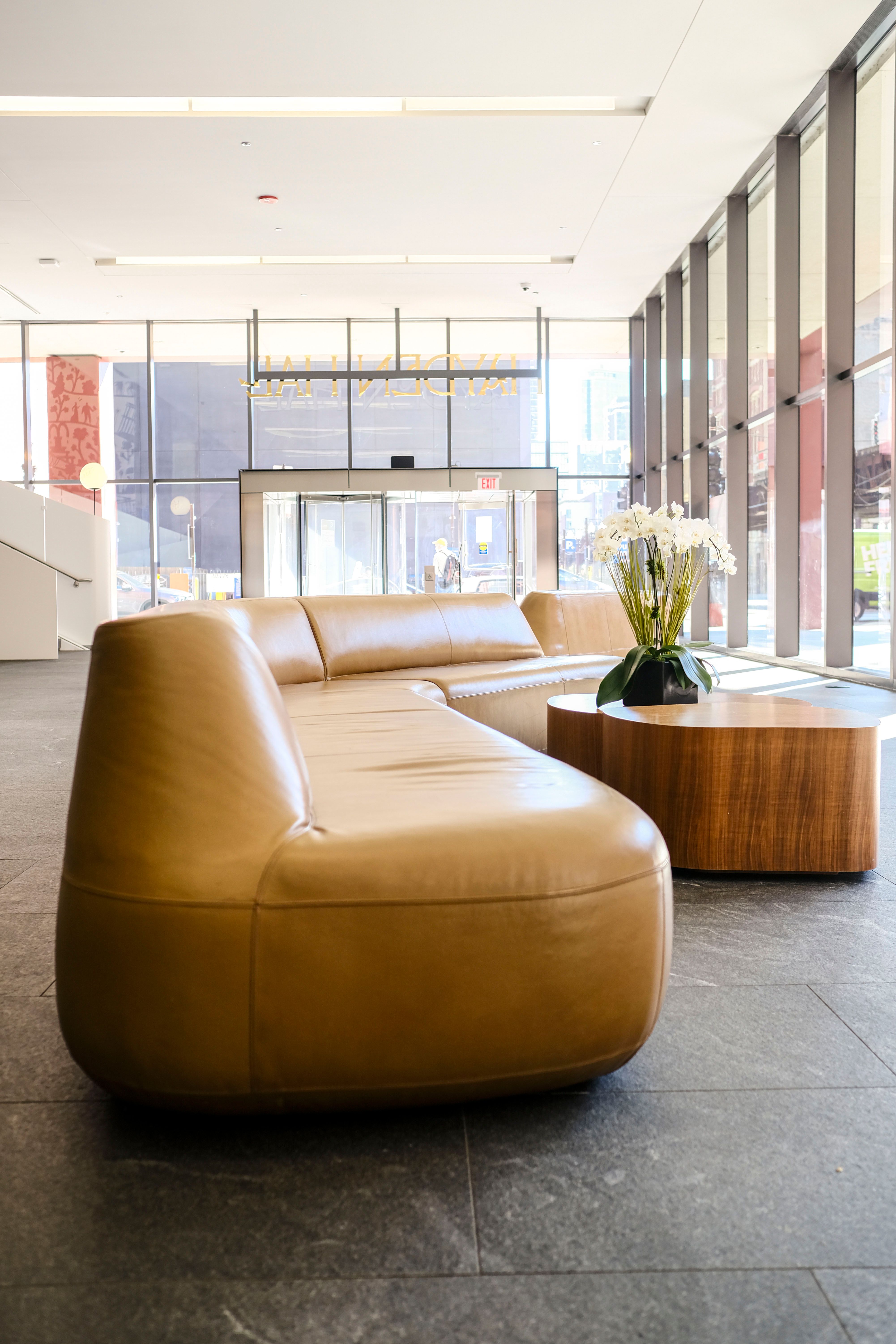 Modern institutional lobby: light, calm, built to last